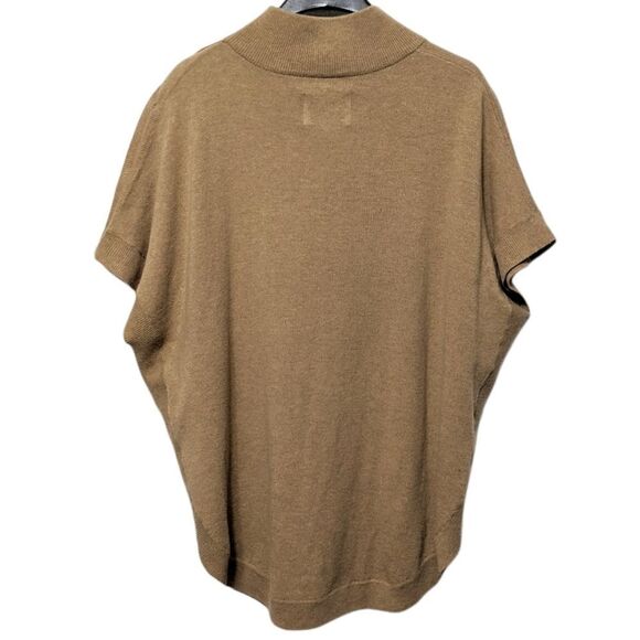 PART TWO 100% Wool Tan Mock Neck Poncho Sweater S/M - Picture 5 of 7